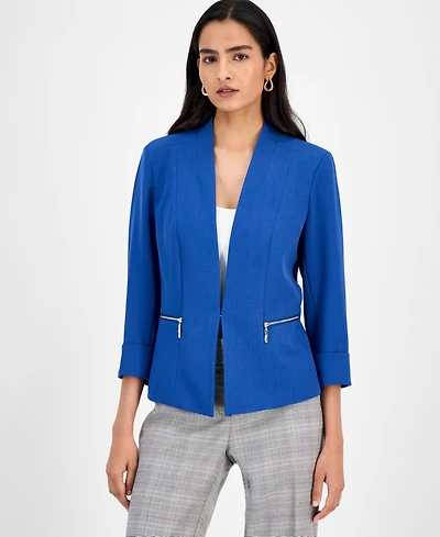 Kasper Women's Crepe Open-Front 3/4-Sleeve Jacket, Regular & Petite