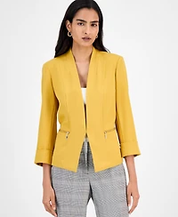 Kasper Women's Crepe Open-Front 3/4-Sleeve Jacket