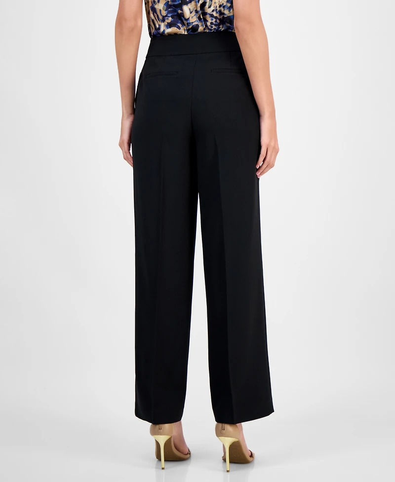 Kasper Mid-Rise Pleated Crepe Pants, Regular & Petite
