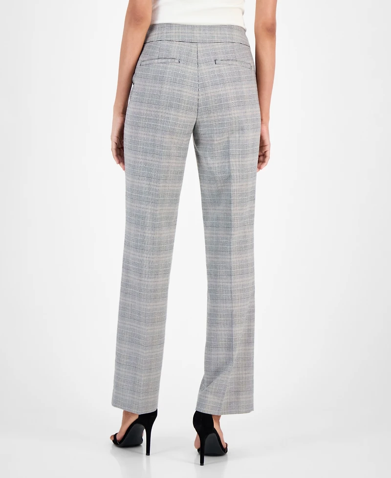Kasper Women's Plaid-Print Mid-Rise Straight-Leg Pants, Regular & Petite