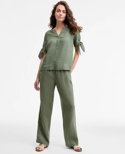 Charter Club Women's 100% Linen Drawstring Pants, Created for Macy's