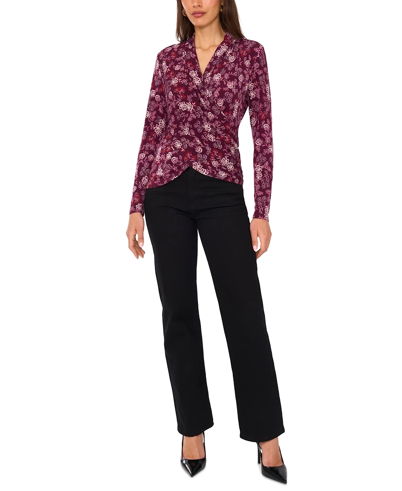 Vince Camuto Women's Printed Long-Sleeve Wrap Top