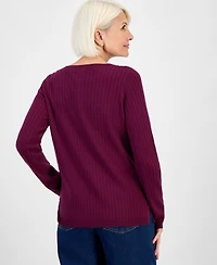 Style & Co Petite Boat-Neck Sweater, Macy's Exclusive