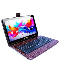 Linsay 10.1" Octa Core 256GB Storage Android 15 Tablet with Crocodile Keyboard