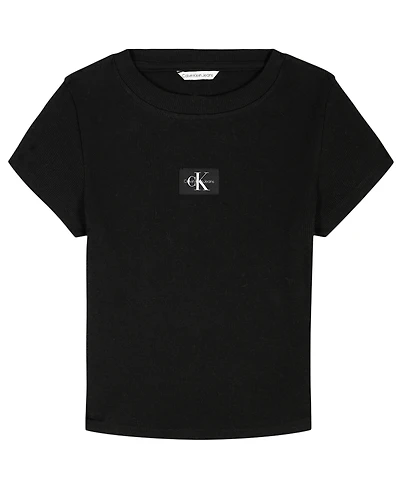 Calvin Klein Big Girls Monogram Patch Rib T-Shirt