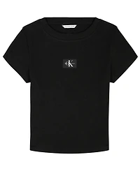 Calvin Klein Big Girls Monogram Patch Rib T-Shirt