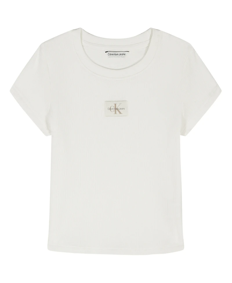 Calvin Klein Big Girls Monogram Patch Rib T-Shirt