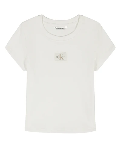Calvin Klein Big Girls Monogram Patch Rib T-Shirt