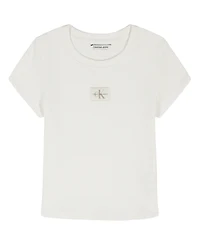 Calvin Klein Big Girls Monogram Patch Rib T-Shirt