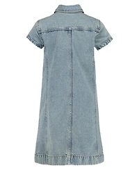 Cavin Klein Big Girls Seamed Zip Front Denim Dress