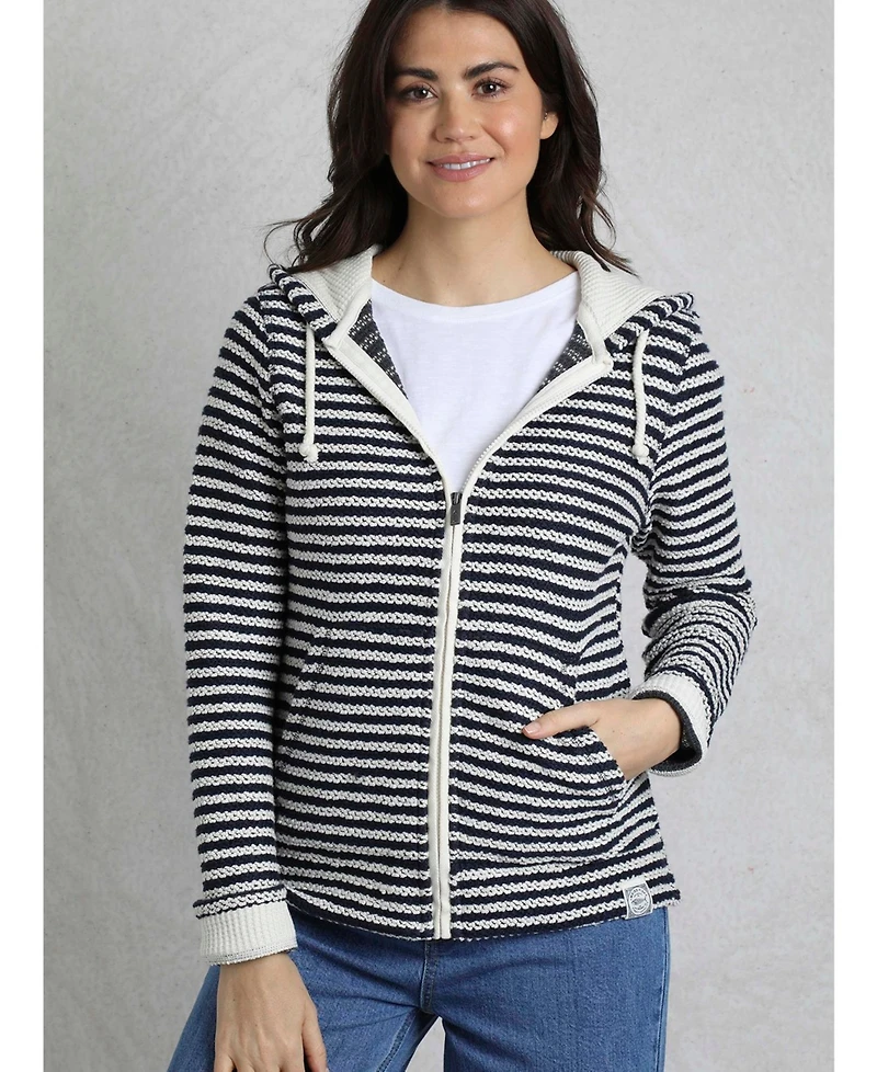 Weird Fish Women's Fisher Full Zip Stripe Macaroni Hoodie
