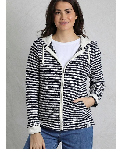 Weird Fish Women's Fisher Full Zip Stripe Macaroni Hoodie