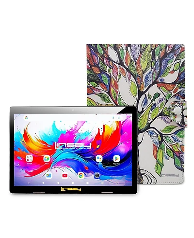 Linsay 10.1"Octa Core 256GB Storage Android 15 Tablet with Tree Marble Case