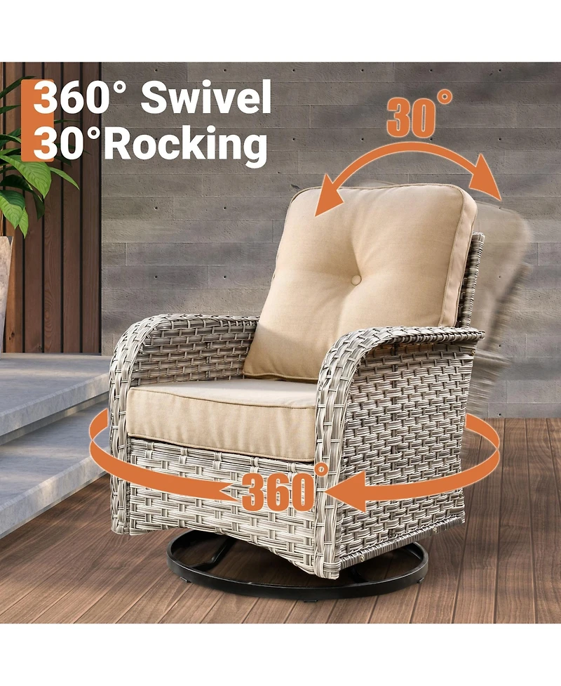Xizzi 10 Piece Outdoor Patio Furniture with Swivel Chairs,All Weather Wicker Sectional Coversation Set Solar Coffee Table, Single Modular Chairs
