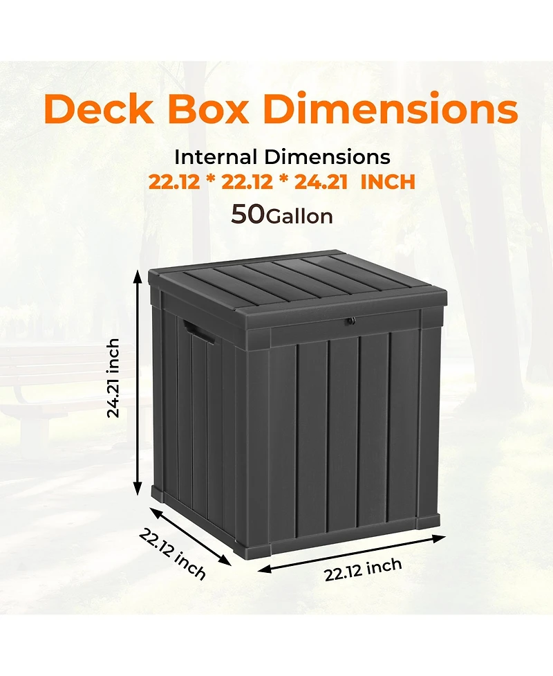50 Gal Outdoor Resin Waterproof Deck Box with Lockable Lid