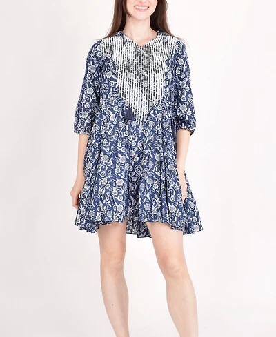 Raas Women's Embroidered Hoodie Mini Dress
