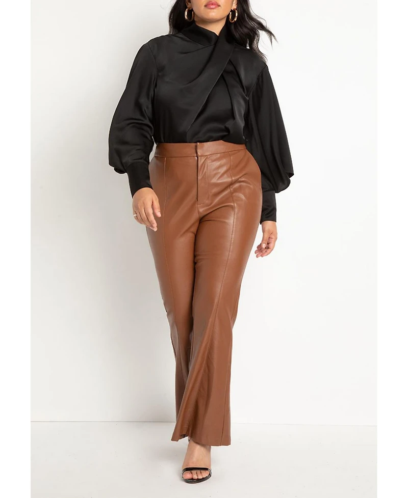 Eloquii Women's Draped Neck Satin Blouse