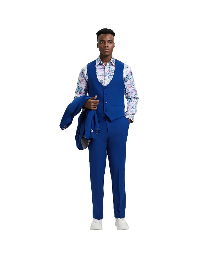 Stacy Adams Men's Stacy Adams Hybrid-Fit 3pc Suit Set, Jacket Vest and Pants