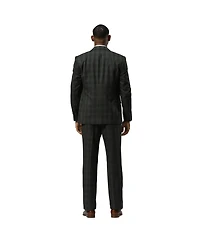 Stacy Adams Men's Glen Plaid Hybrid-Fit 3pc Notch Lapel Suit Set, Jacket Vest and Pants