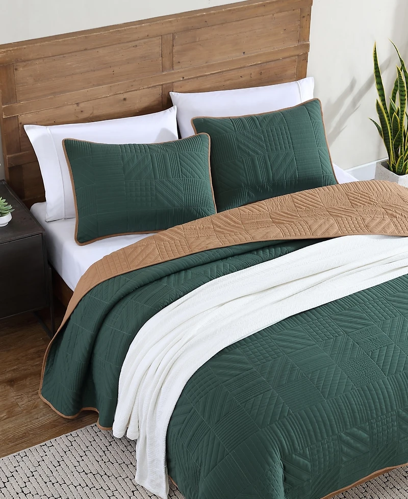 Eddie Bauer Solid Washed Microfiber Reversible 3-Pc. Quilt Set, King