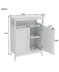 Casainc Bathroom Storage Cabinet with Double Shutter Doors in White, Elegant & Functional