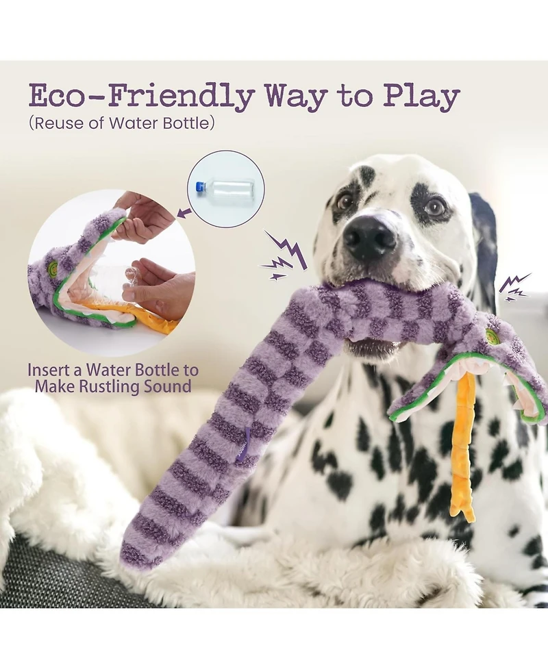 Nocciola Snacker Snake Snuffle Dog Toy, No Stuffing Squeaky&Crinkle Plush Toy