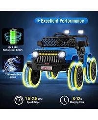 Gymax 12V Kids Ride on Truck Car Battery Powered Toddler Electric Vehicle w/ 3 Speeds