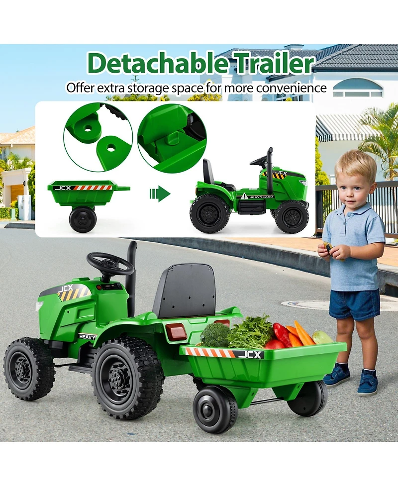Gymax 2-in-1 Kids Ride On Tractor 12V Battery Powered Toy Car w/ Remote Control
