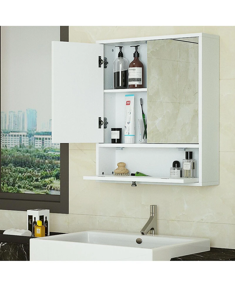 Volenca Double Door Wall-Mounted Bathroom Mirrored Medicine Cabinet