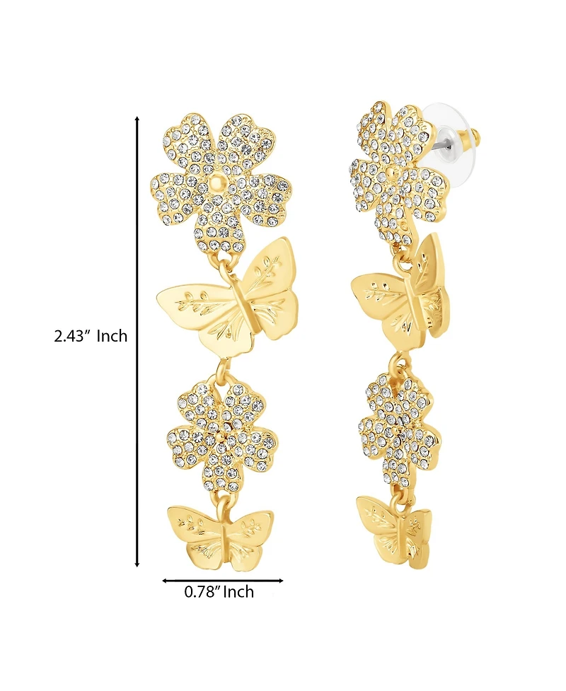 Jessica Simpson Vertical Butterfly Drop Earrings with Shiny Gold Finish