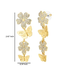 Jessica Simpson Vertical Butterfly Drop Earrings with Shiny Gold Finish