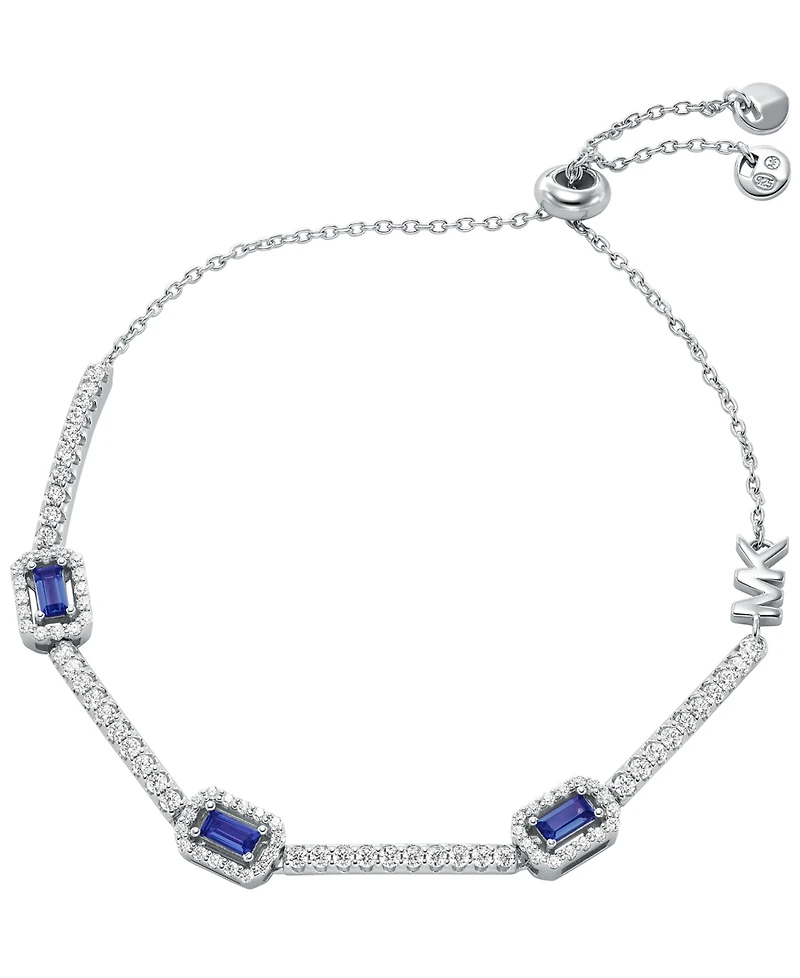 Michael Kors Rhodium-Plated Sterling Silver Emerald Cut Station Bracelet