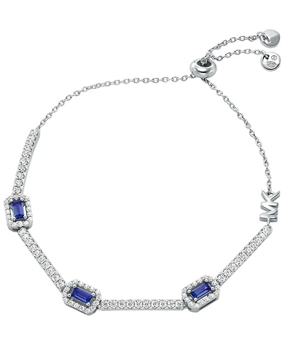Michael Kors Rhodium-Plated Sterling Silver Emerald Cut Station Bracelet