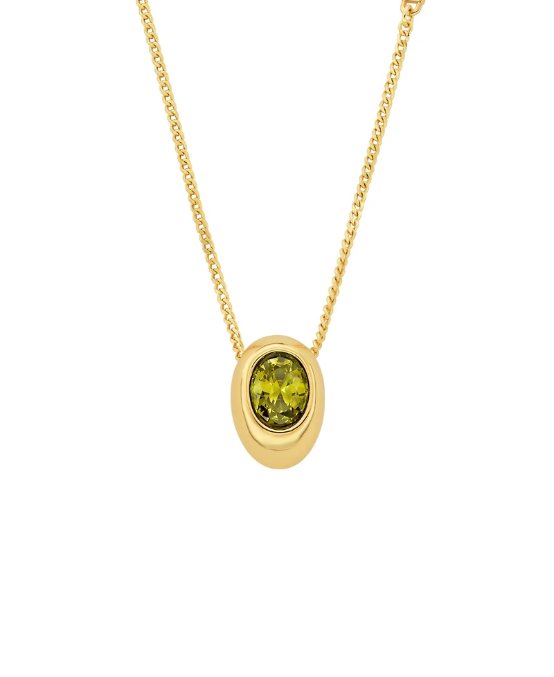 Michael Kors Gold-Tone Oval Stone Pendant Necklace