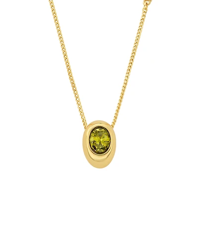 Michael Kors Gold-Tone Oval Stone Pendant Necklace