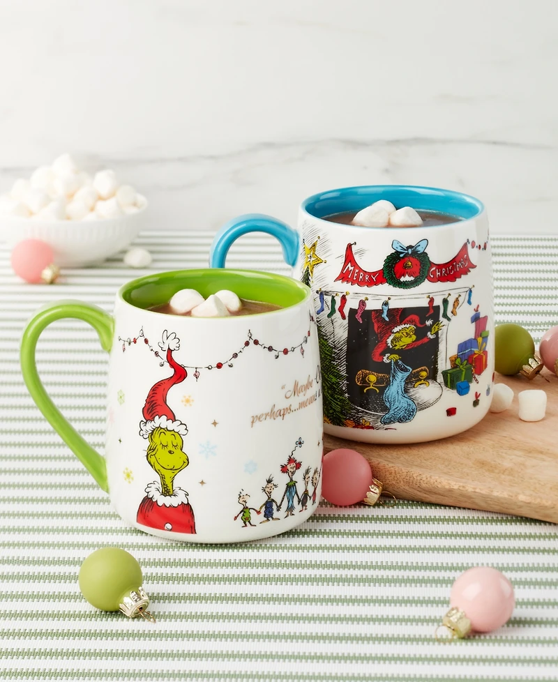 Lenox WhoVille Grinch Fireplace Mugs, Set of 2