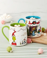 Lenox WhoVille Grinch Fireplace Mugs, Set of 2
