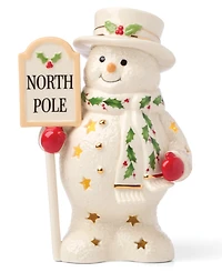 Lenox Happy Holly Days North Pole Snowman Lit Figurine