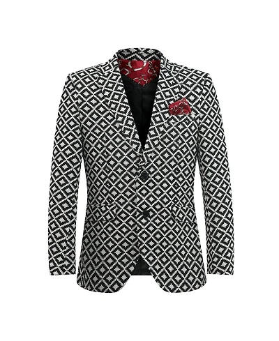 Elie Balleh Toddler Blue Slim Fit Geometric Pattern Blazer