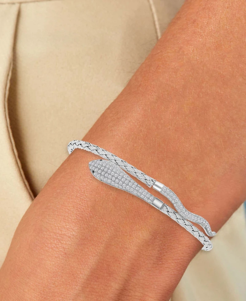 Macy's Cubic Zirconia Link Bypass Bracelet in Sterling Silver