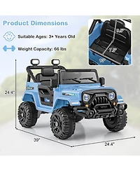 Gymax 12V Kids Ride on Truck Car w/ Remote Control Threaded Wheels 3 Speeds Led Lights