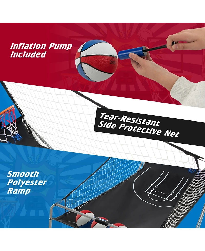 Dual Shot Basketball Arcade Game with 8 Game Modes and 4 Balls