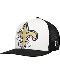 New Era Big Boys and Girls White/Black New Orleans Saints Distressed 9FIFTY A-Frame Snapback Hat