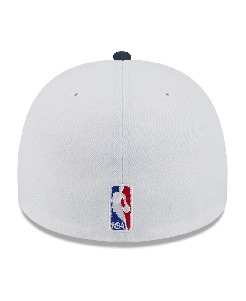 New Era Men's White/Navy Minnesota Timberwolves 2025 Nba Draft A-Frame 59FIFTY Fitted Hat