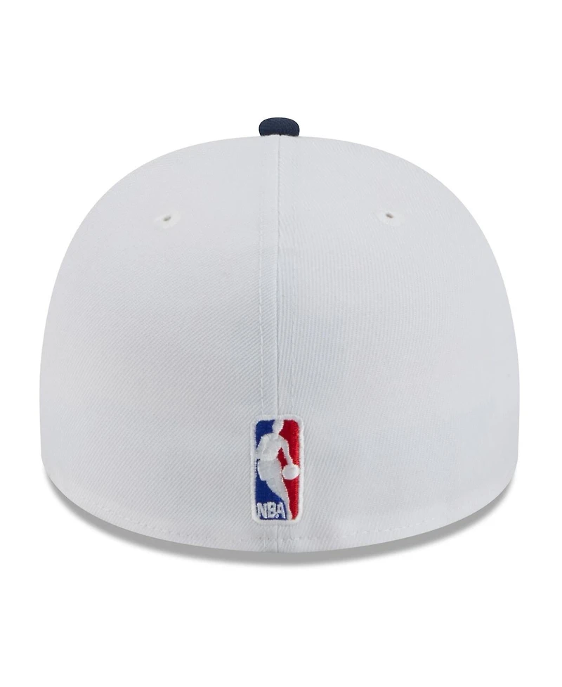 New Era Men's White/Navy Denver Nuggets 2025 Nba Draft A-Frame 59FIFTY Fitted Hat