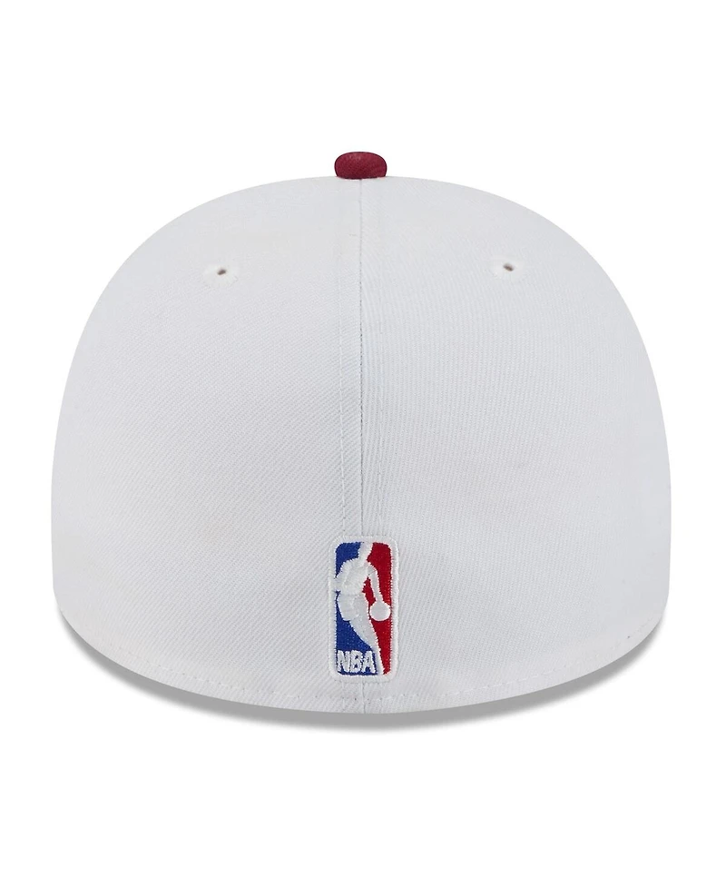 New Era Men's White/Wine Cleveland Cavaliers 2025 Nba Draft A-Frame 59FIFTY Fitted Hat