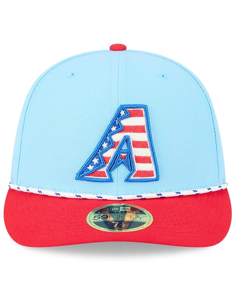 New Era Men's Light Blue/Red Arizona Diamondbacks 2025 Fourth of July Low Profile 59FIFTY Fitted Hat