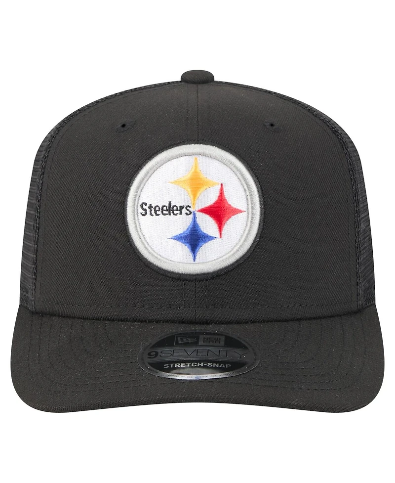 New Era Men's Black Pittsburgh Steelers Team Collection 9SEVENTY Stretch-Snap Adjustable Hat