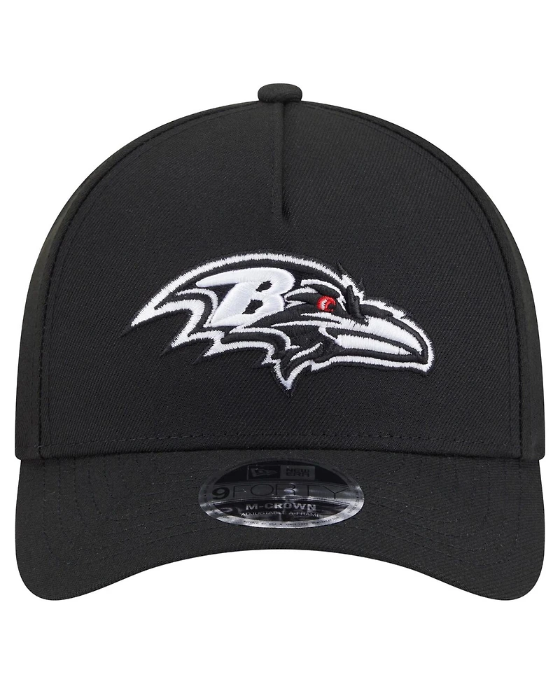 New Era Men's Black Baltimore Ravens Team Collection 9FORTY M-Crown A-Frame Adjustable Hat