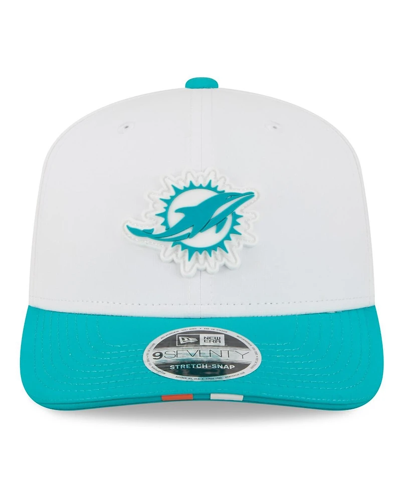New Era Men's White/Aqua Miami Dolphins 2025 Nfl Training Camp 9SEVENTY Adjustable Hat